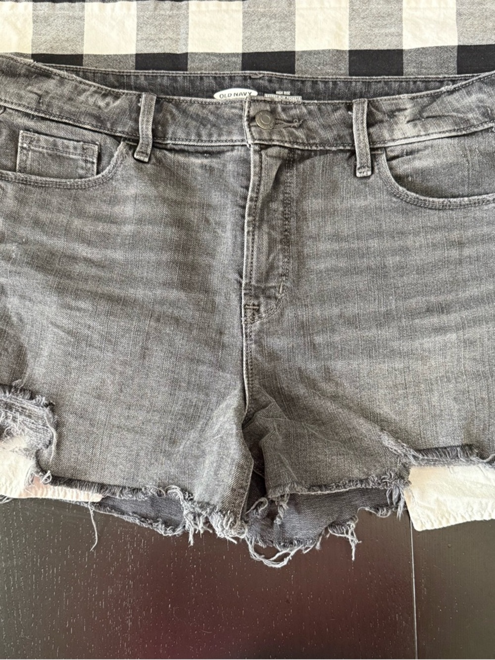Old Navy Black Denim Shorts with Distressed Detail